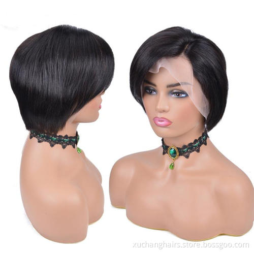 Dropship Wigs Short Lace Frontal Perruque Cheveux Humain 100 Virgin Brazilian Human Hair Pixie Wig